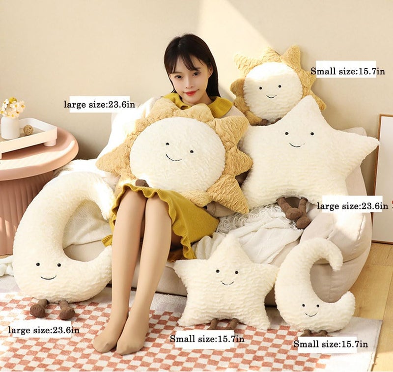 Maxpetus Comfortable Sun Throw Pillow Stars Moon Sofa Cushion Lovely Exquisite Cushion (15.7in, Star) - Image 3